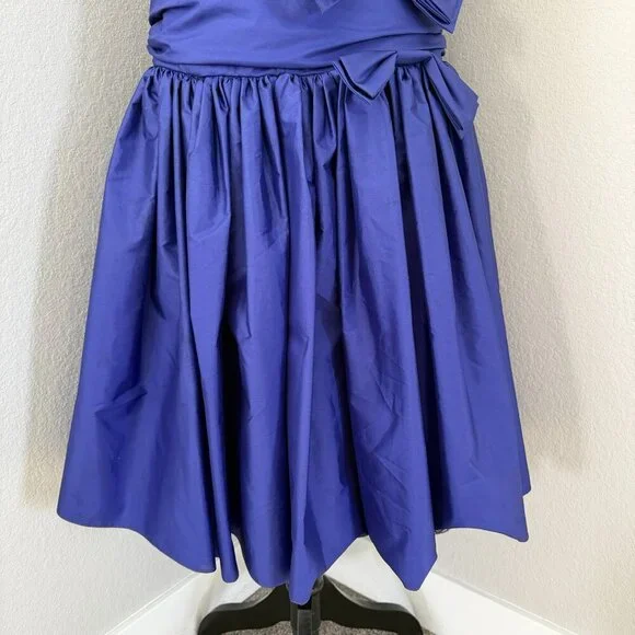 VINTAGE 80s Prom Glam Nili Martin Ruched Bow Strapless Purple Party Dress Sz XS - Picture 12 of 16